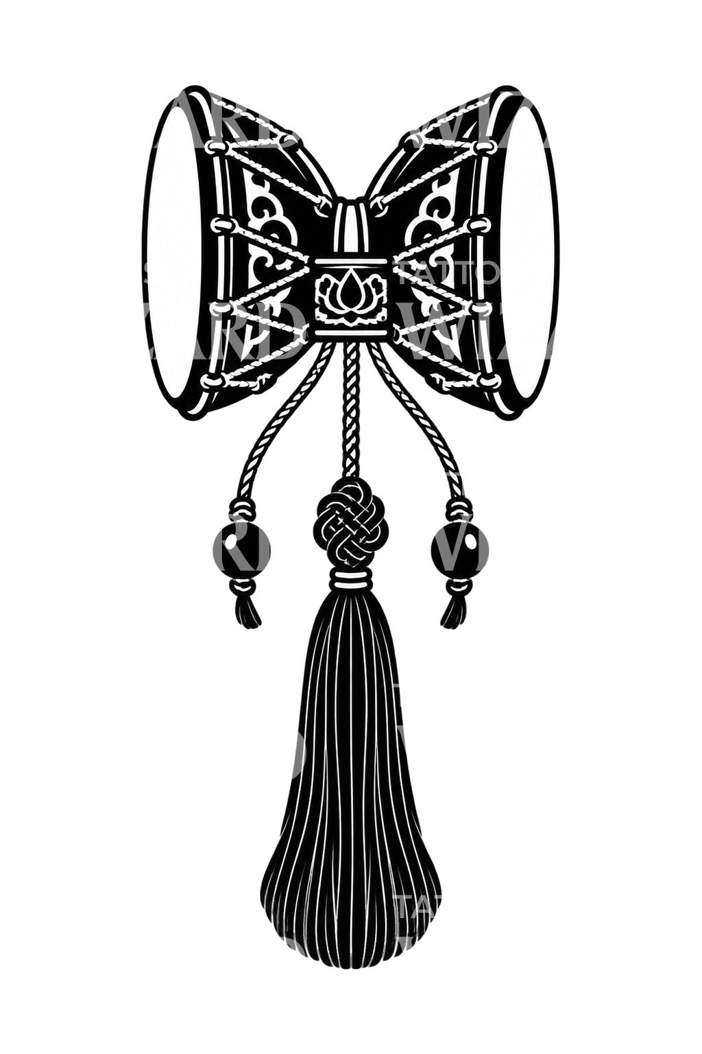 Tattoo-Design einer tibetischen Damaru-Handtrommel