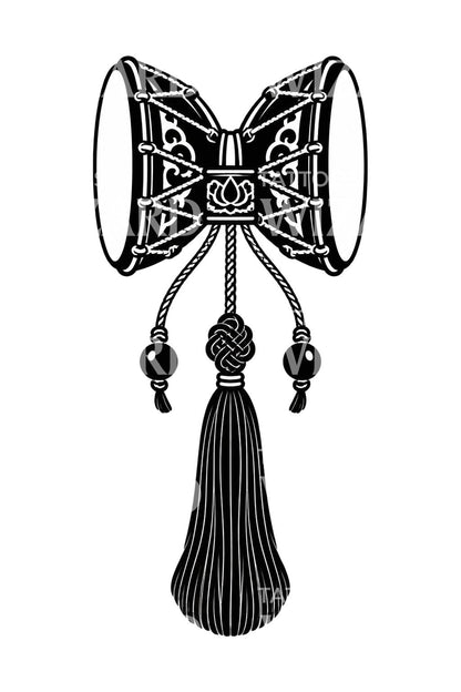 Tattoo-Design einer tibetischen Damaru-Handtrommel