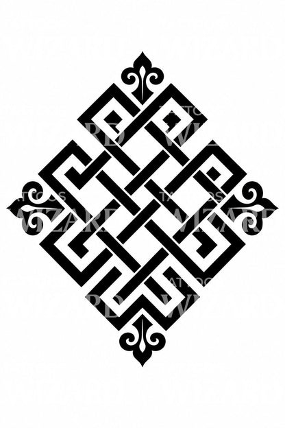 Tibetischer Endlosknoten Tattoo Design