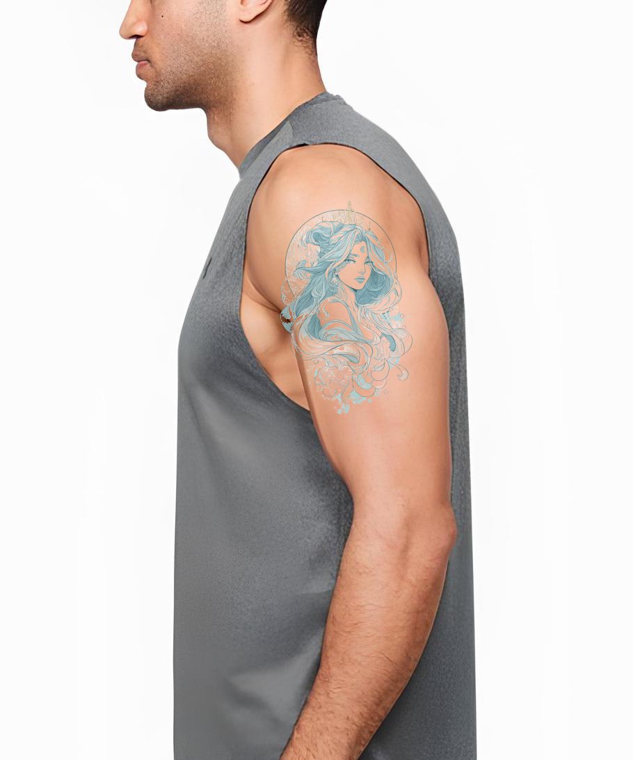 Aqua Tidal Goddess Tattoo Design