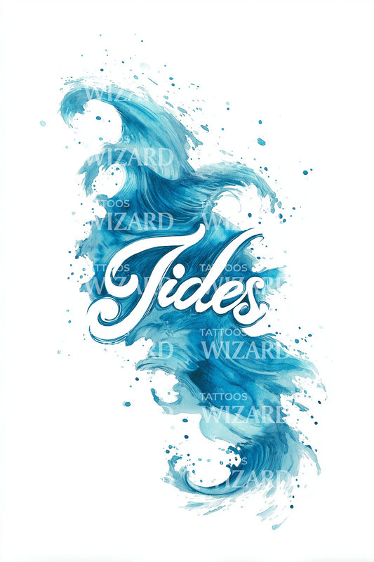 Tides Watercolor Script Tattoo Design