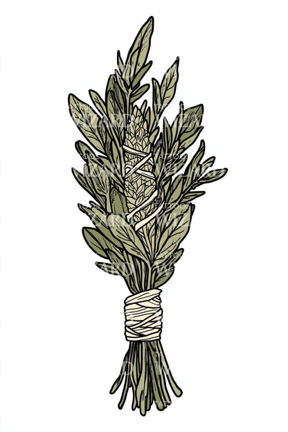 Tied Laurel Bundle Tattoo Illustration