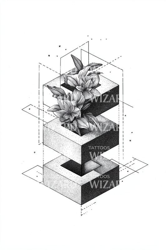 Tiered Lily Cubes Tattoo Idea