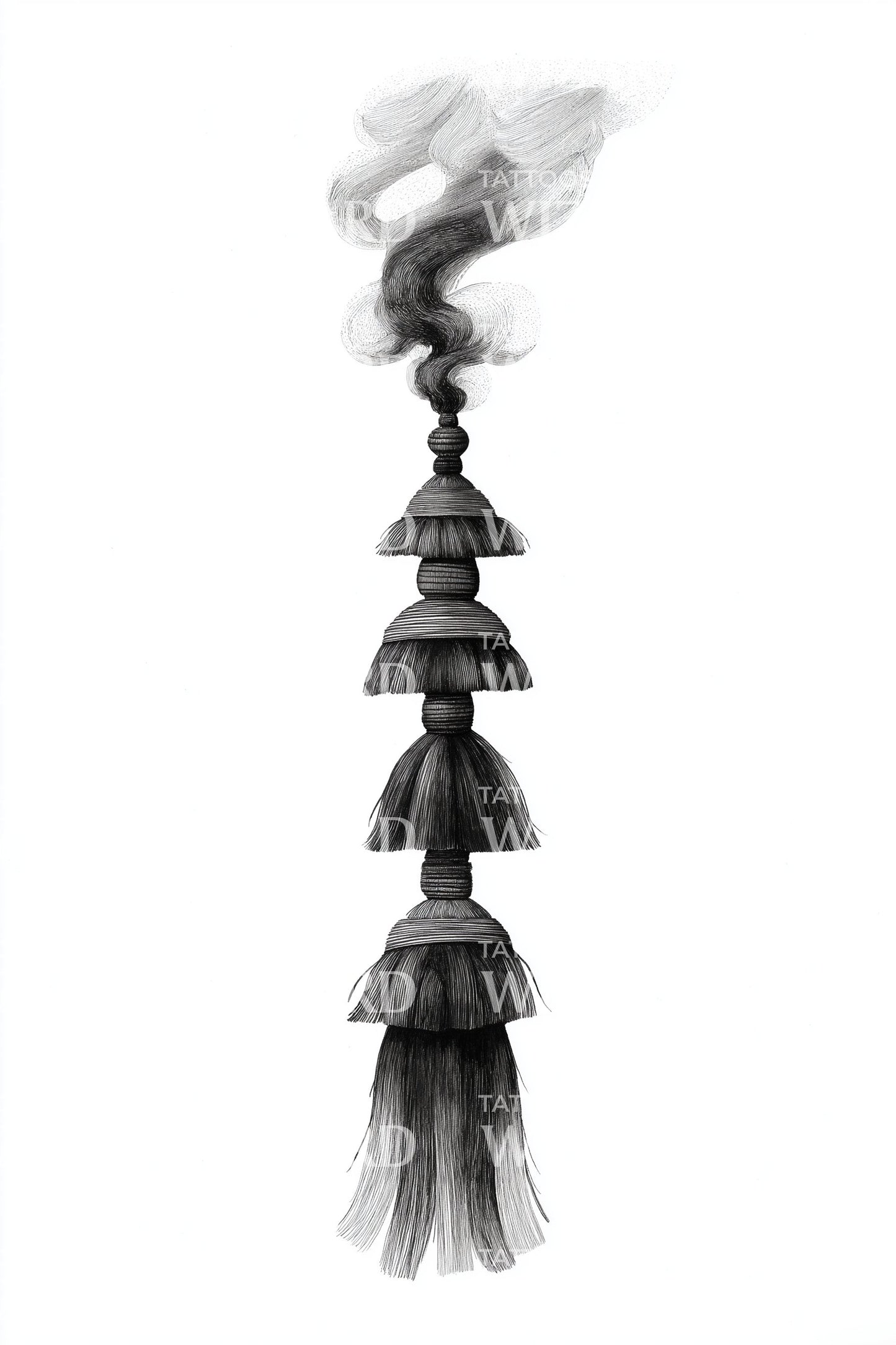 Tiered Smoke Stack Totem Tattoo Illustration