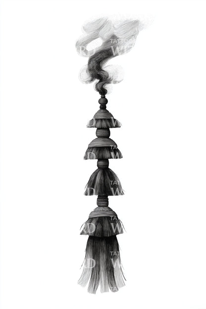 Tiered Smoke Stack Totem Tattoo Illustration