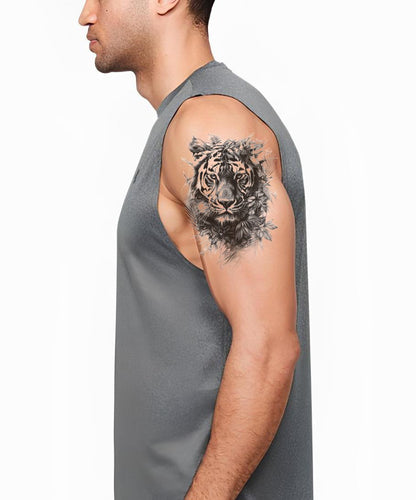 Strong Tiger in The Jungle Tattoo Design
