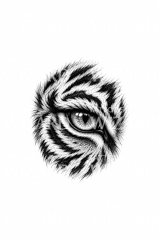 Tiger Eye Close Up Dotwork Tattoo Idea
