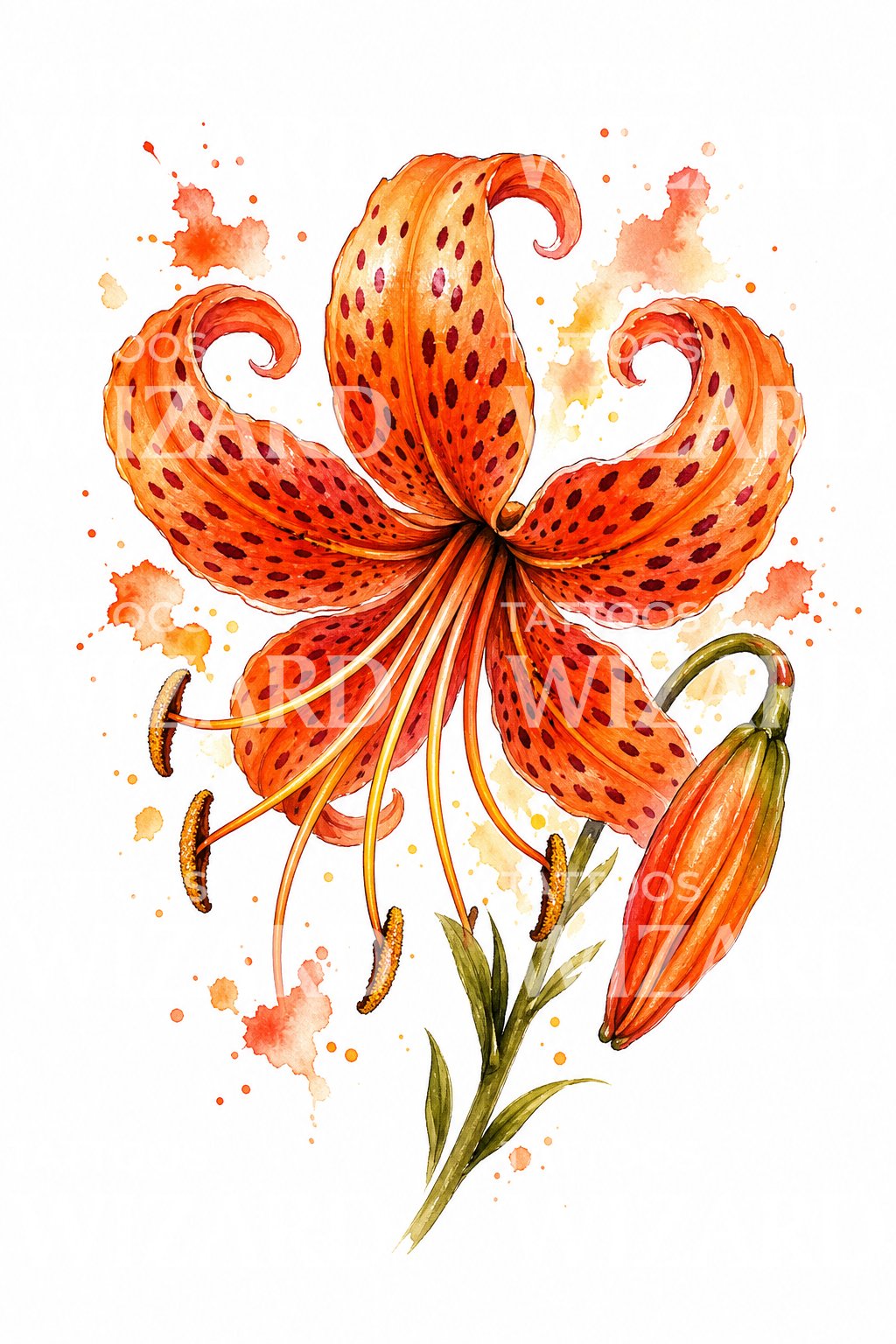 Tigerlilje i blomst tatoveringsidé