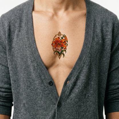 Tiger Lily Gold Filigree Tattoo Design