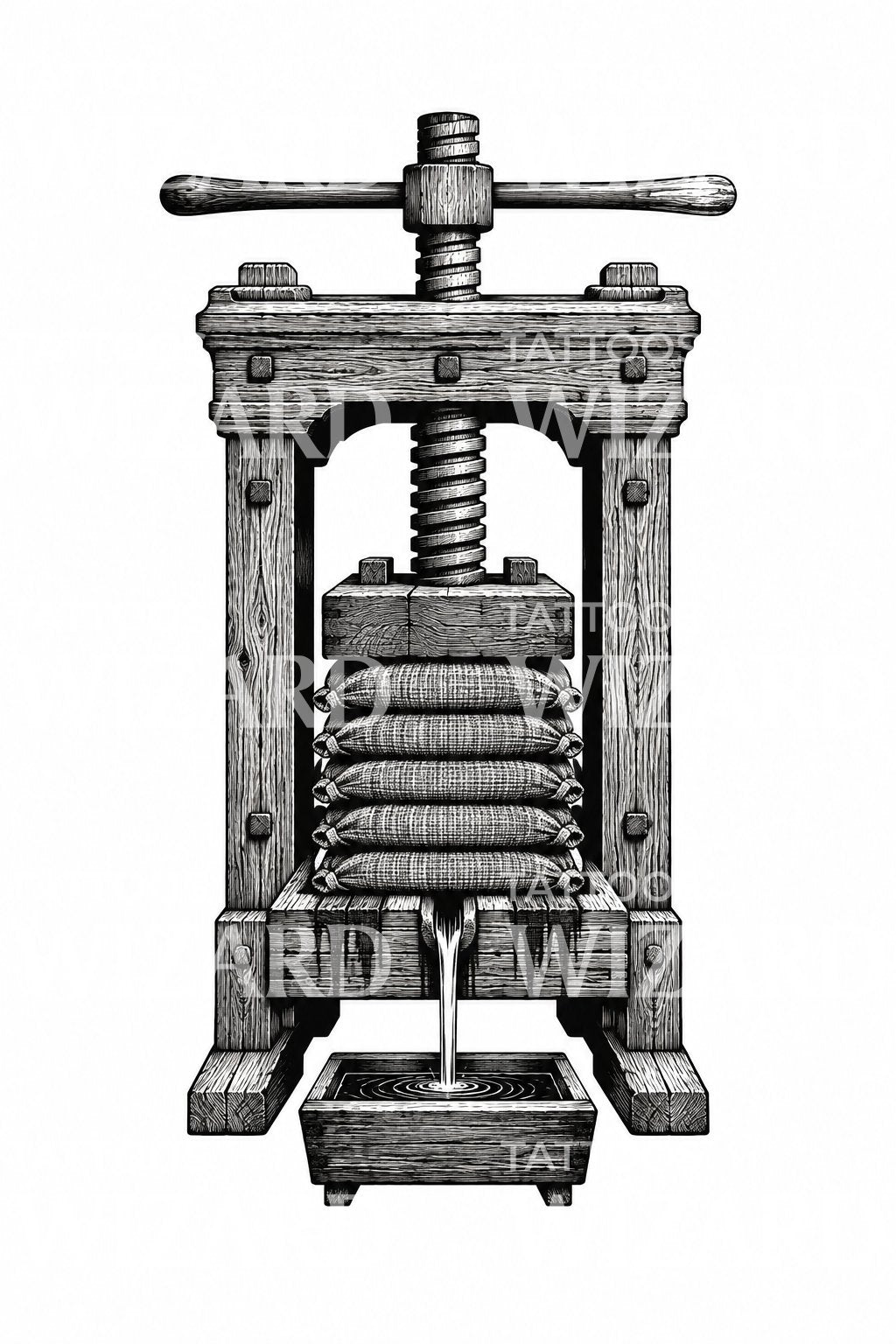Timber Cider Press Tattoo Design