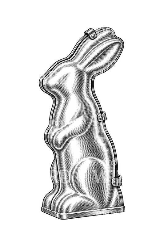 Tattoo-ontwerp van een blikken konijn-chocoladevorm