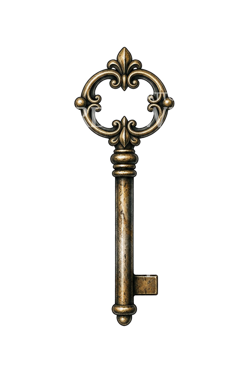 Tiny Antique Brass Key Micro Tattoo Idea