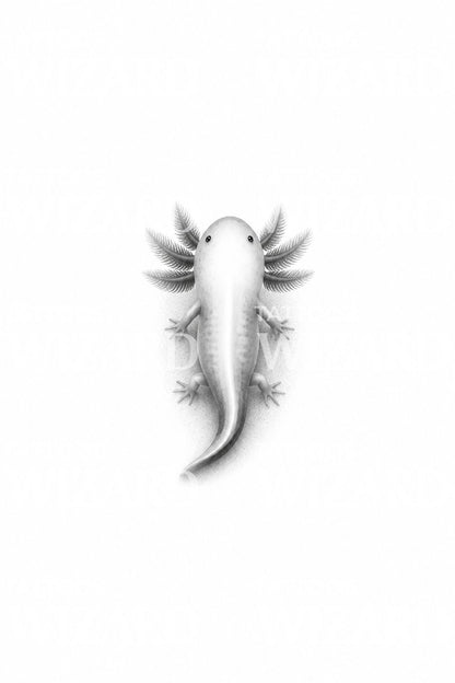 Tiny Axolotl Micro Realism Tattoo Idea