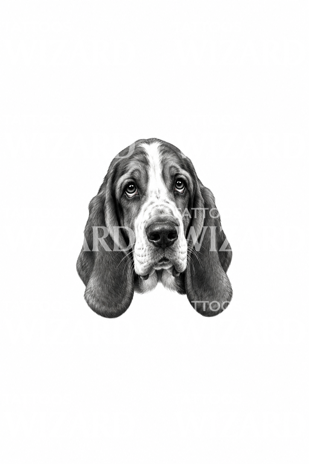 Apró basset hound arc tetoválásötlet