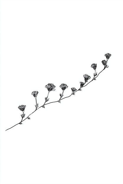 Diseño de tatuaje de pequeña vid con flores