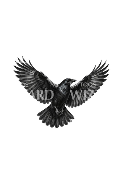 Tiny Crow with Wings Spread Micro Tattoo Idea