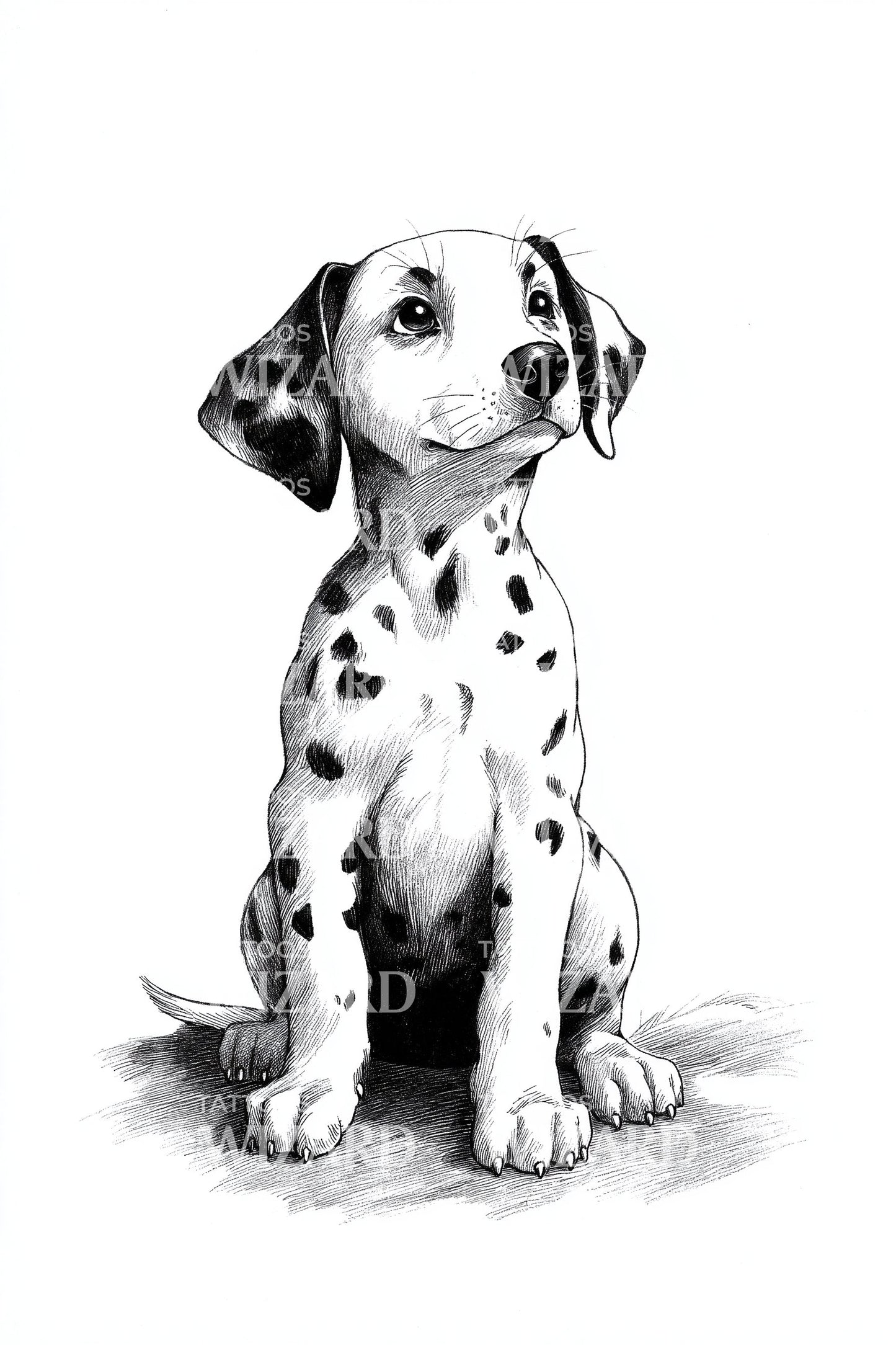 Tiny Dalmatian Pup Tattoo Illustration