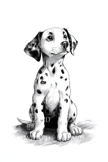 Tiny Dalmatian Pup Tattoo Illustration