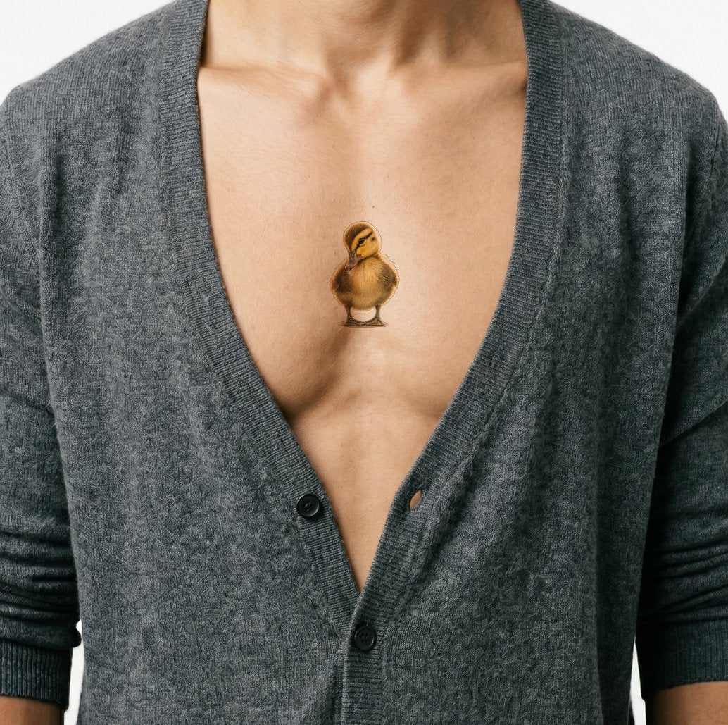 Idee voor een micro-realistische tatoeage van een klein eendje
