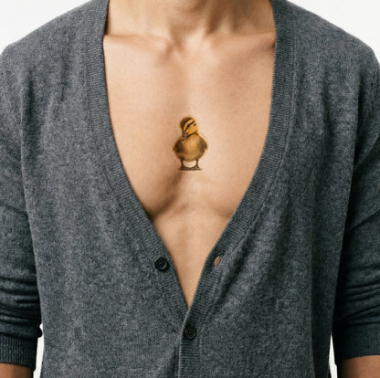 Idee voor een micro-realistische tatoeage van een klein eendje