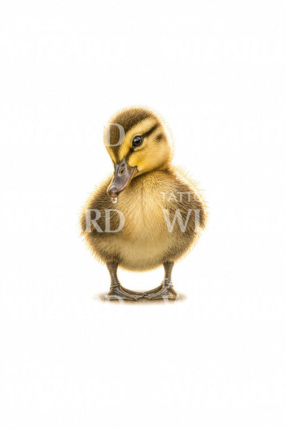 Idee voor een micro-realistische tatoeage van een klein eendje