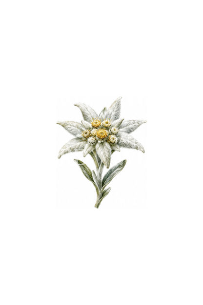 Piccolo fiore di stella alpina in microrealismo