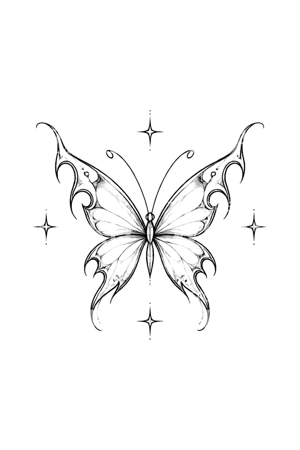 Tiny Fairy Winged Butterfly Sparkles Tattoo Idea