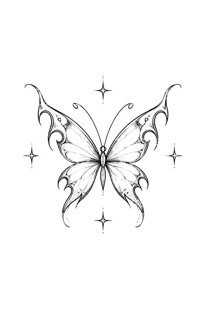 Tiny Fairy Winged Butterfly Sparkles Tattoo Idea