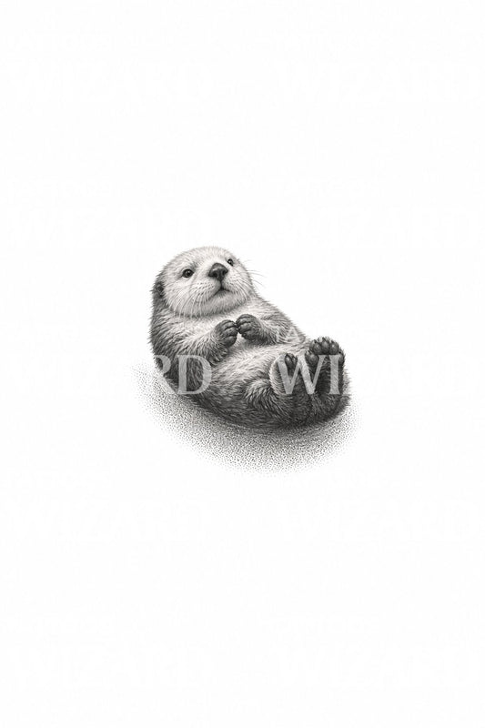 Idée de tatouage d’une petite loutre de mer flottante