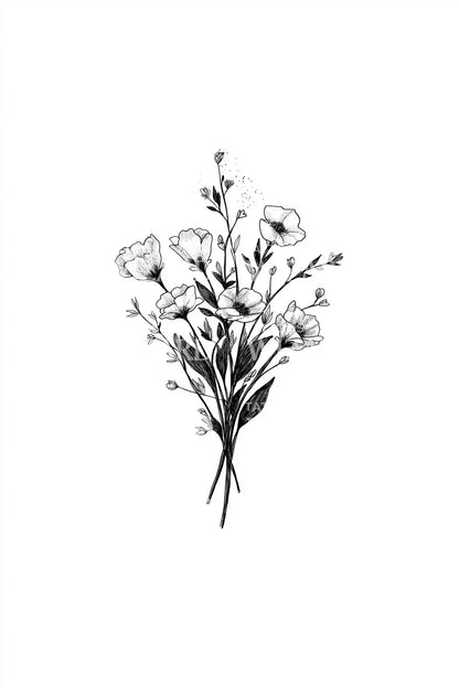 Tiny Floral Sprigs Tattoo Illustration