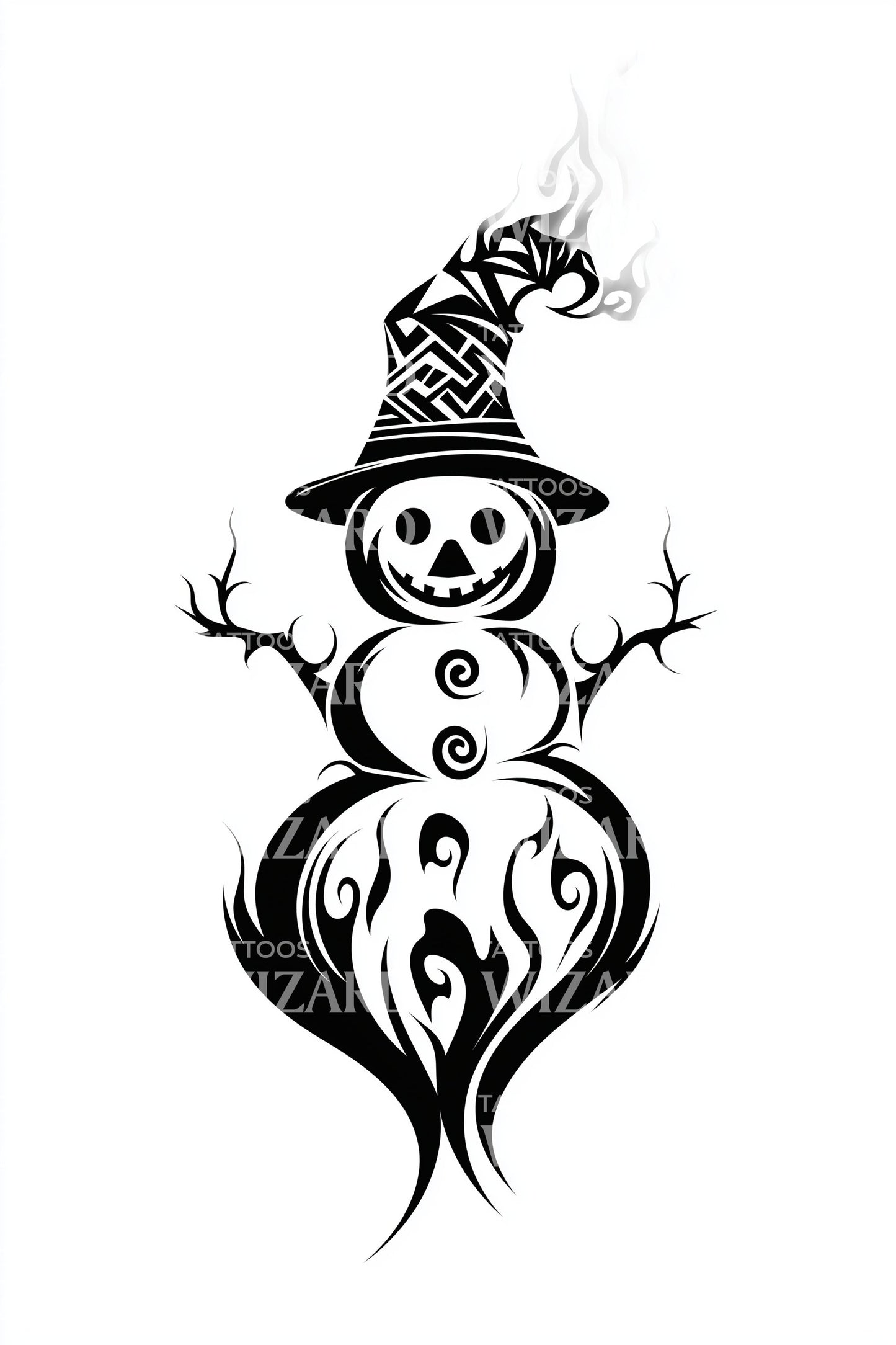 Tiny Ghost Snowman Tattoo Design