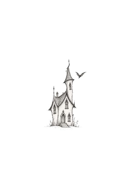 Petit tatouage maison hantée en fine line