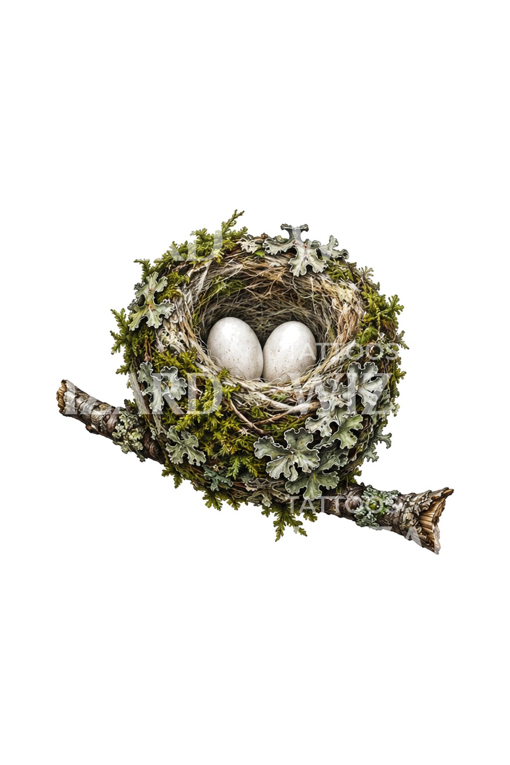 Tattoo-idee: klein kolibrinest met twee eitjes