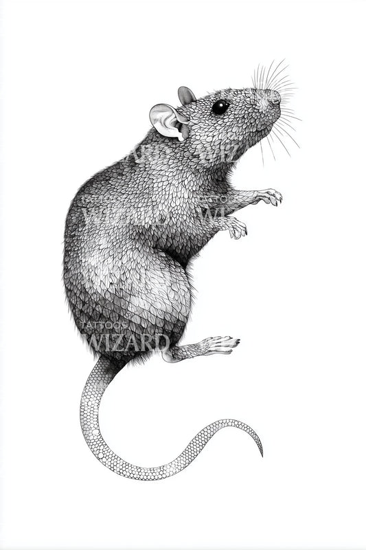 Tiny Mouse Profile Tattoo Design