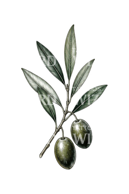 Tiny Olive Sprig Two Olives Micro Tattoo Idea