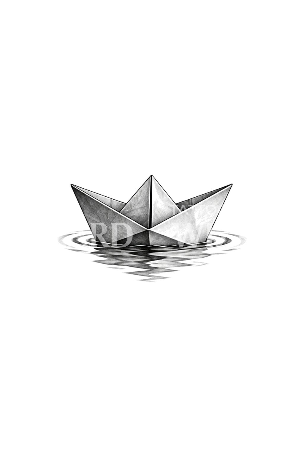 Tiny Paper Boat on Ripples Tattoo Idea
