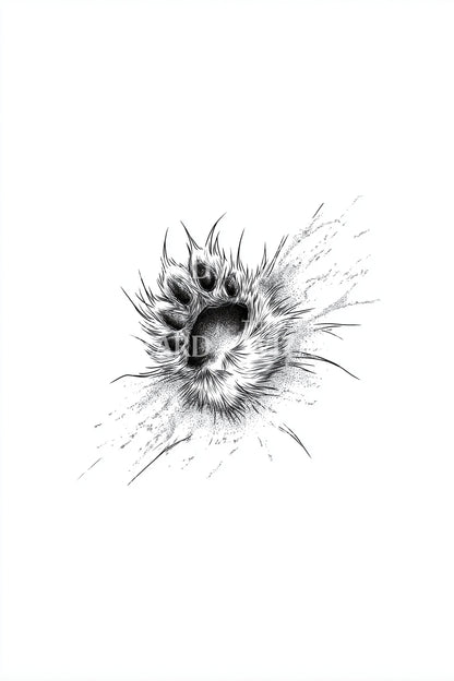 Tiny Paw Breakthrough Tattoo Idea