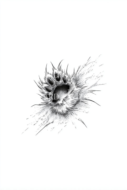 Tiny Paw Breakthrough Tattoo Idea