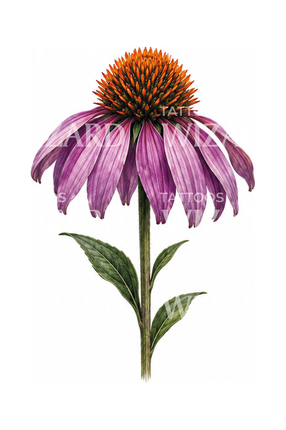 Idea per un tatuaggio realistico di echinacea