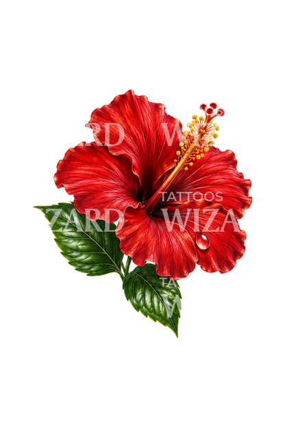 Idea de tatuaje realista de un hibisco rojo pequeño