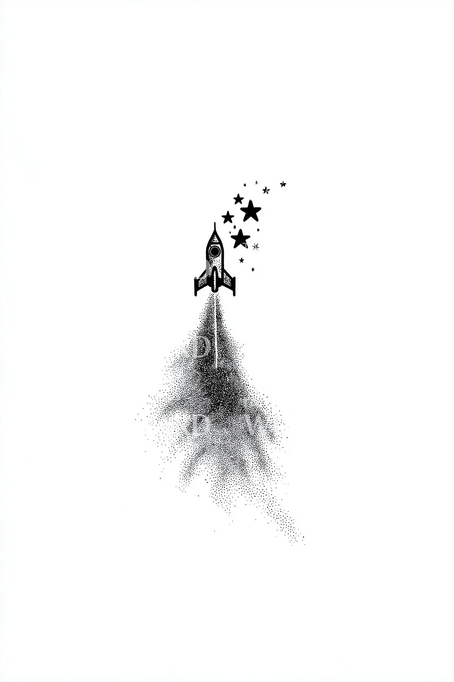 Tiny Rocket Launch Tattoo Idea