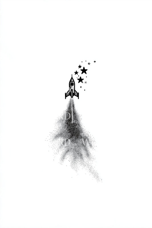 Tiny Rocket Launch Tattoo Idea