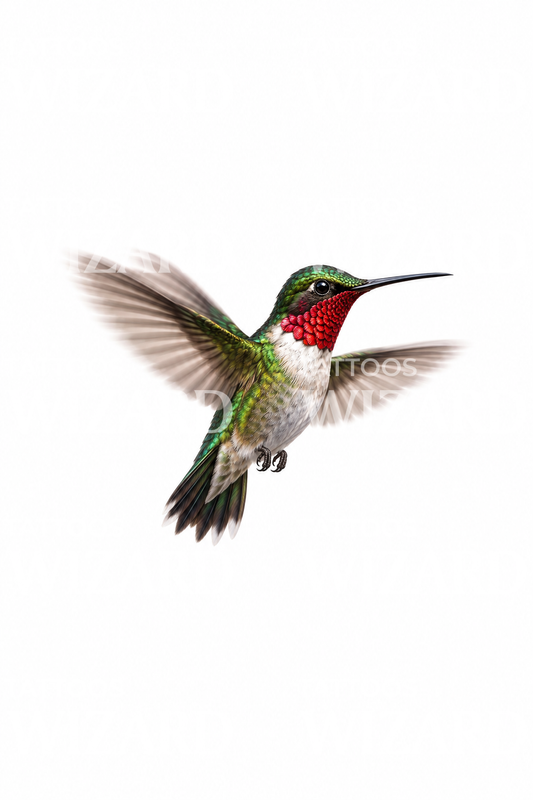 Liten rubinstrupet kolibri i mikrorealisme