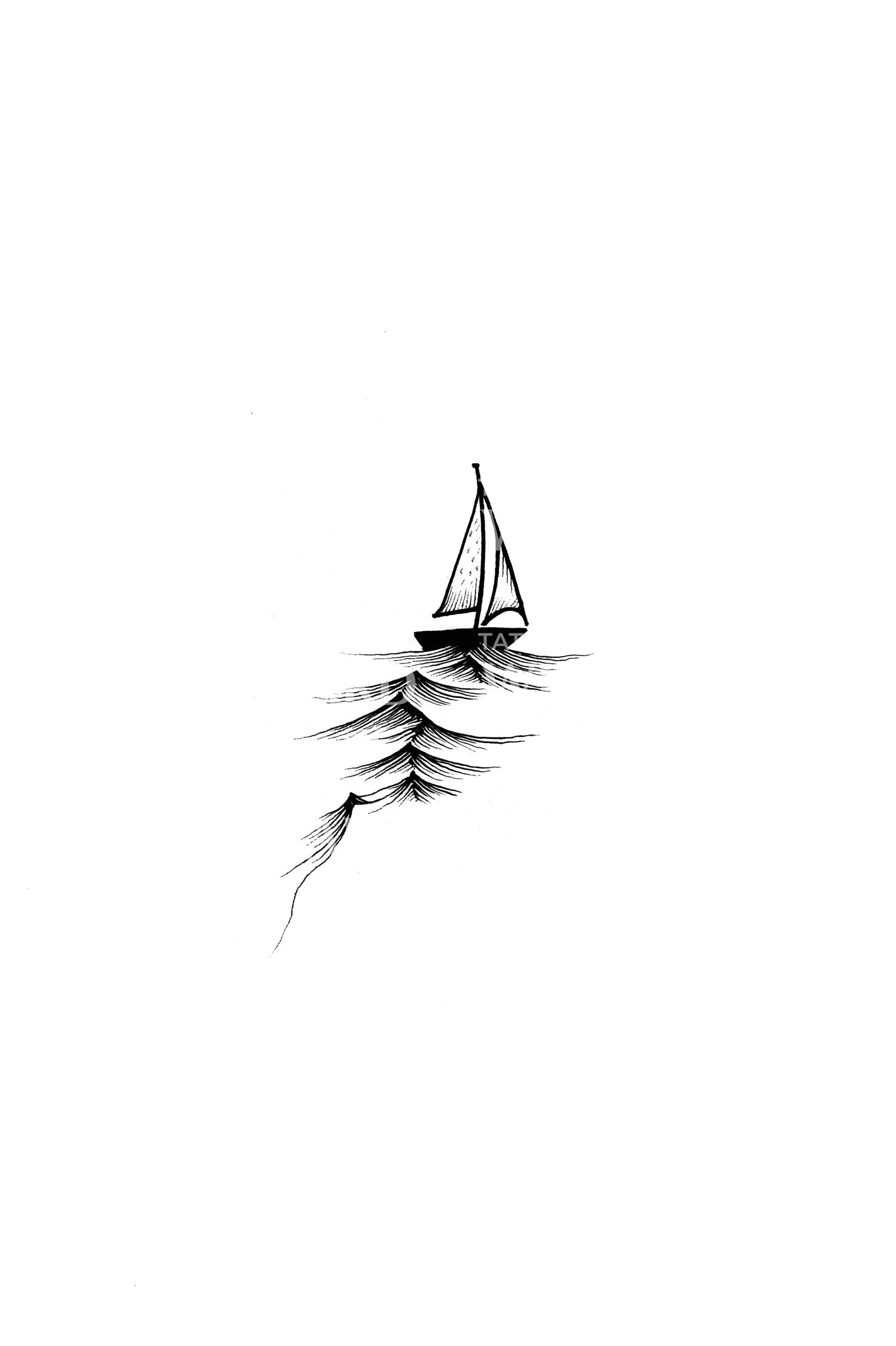 Tiny Sailboat Sketch Tattoo Idea