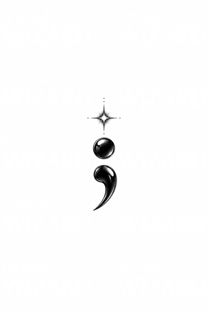 Idea per un piccolo tatuaggio con punto e virgola e stella