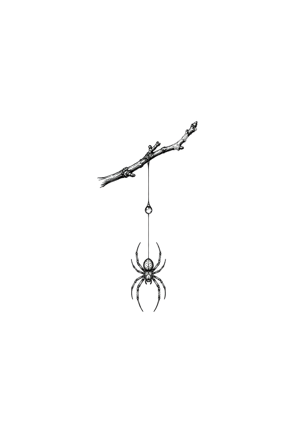 Tiny Spider Hanging from Thread Line Tattoo – Tattoos Wizard Designs