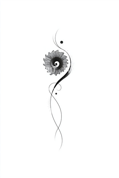小螺旋花蕾纹身设计