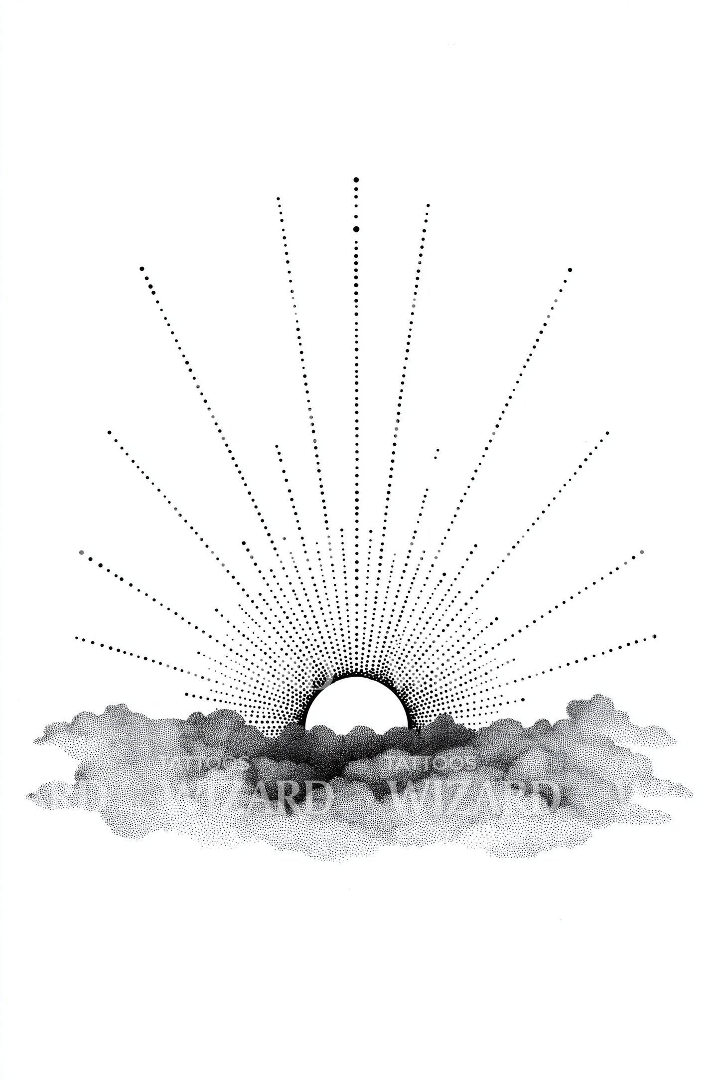 Tiny Sun over Clouds Tattoo Idea