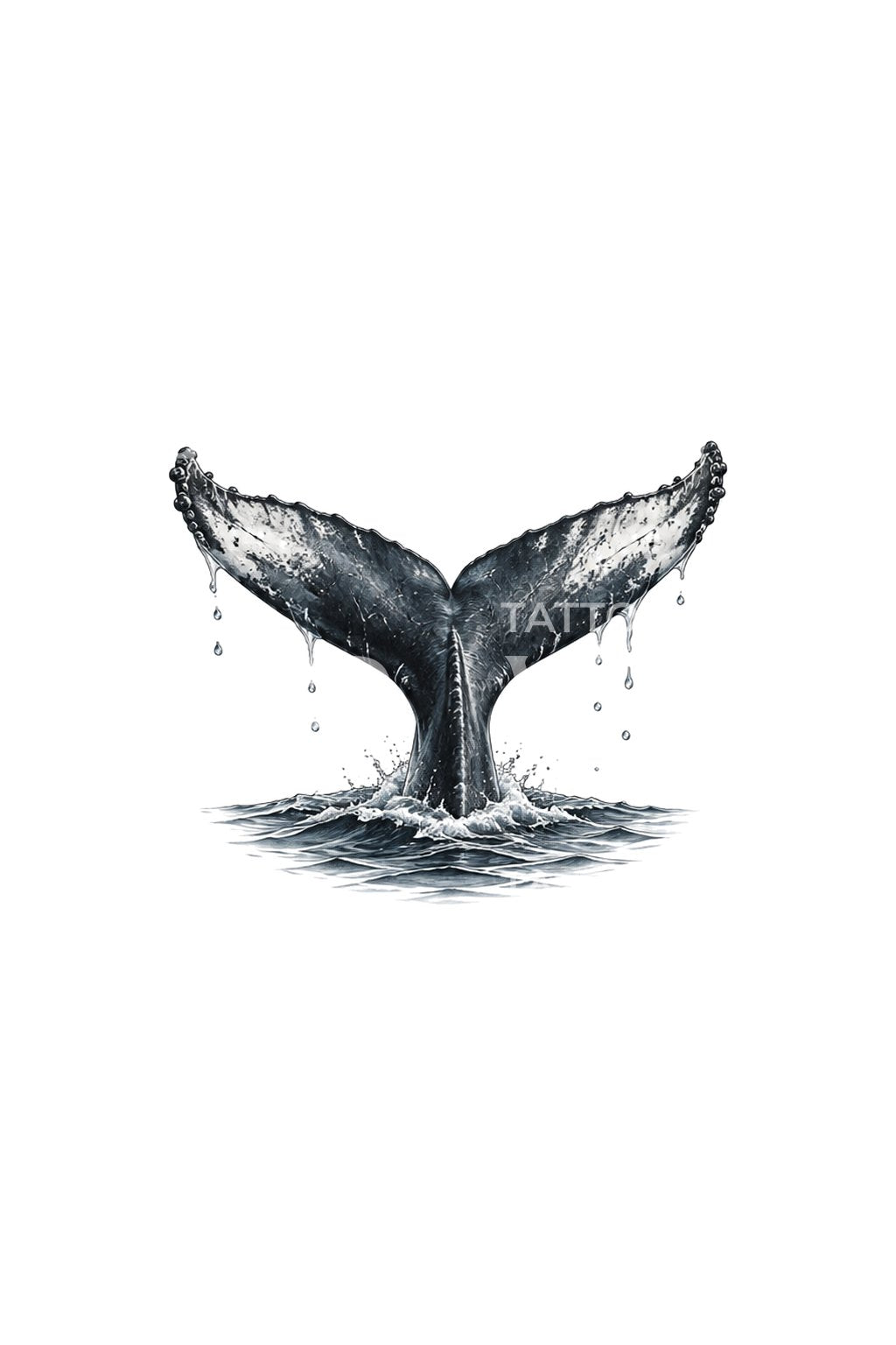 Tiny Whale Tail Dripping Micro Tattoo Idea