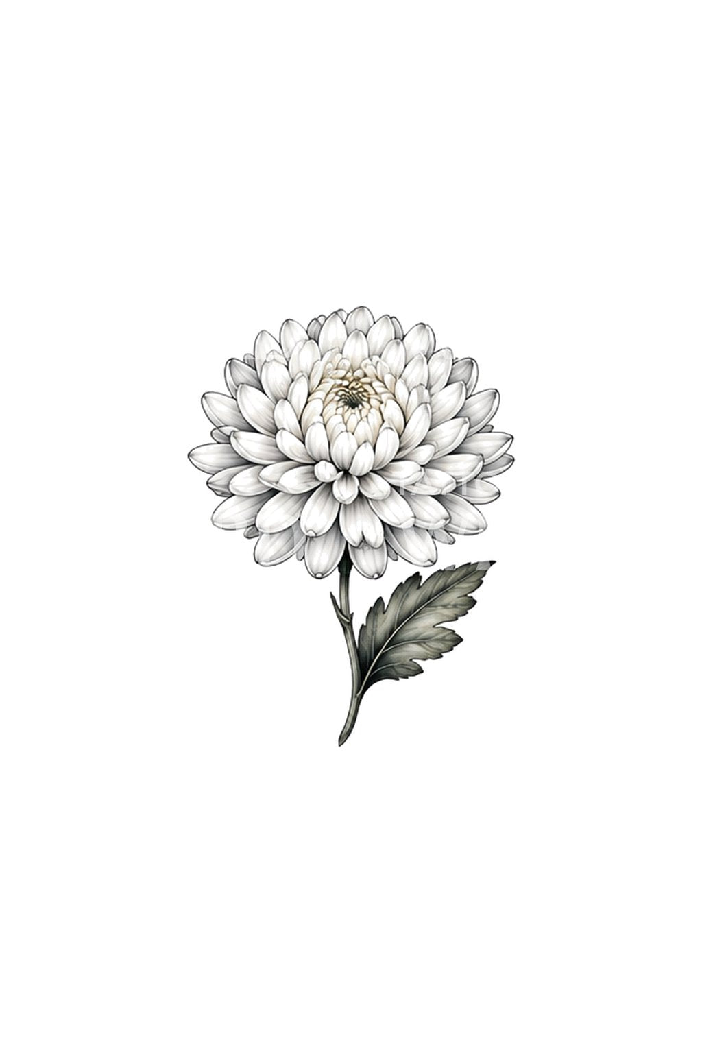 Tatueringsidé med en liten vit pomponkrysantemum